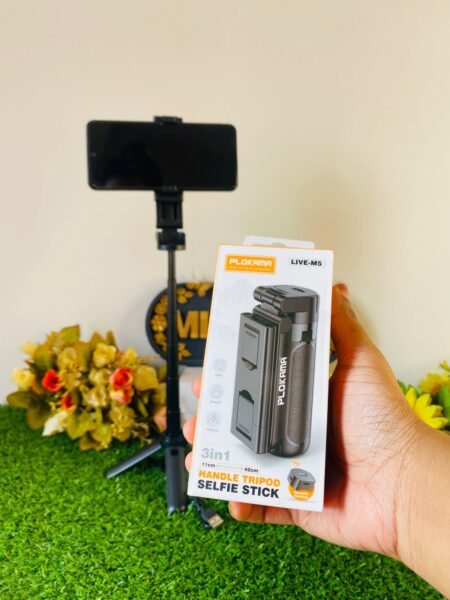 WhatsApp Image 2026-04-15 at 6.08.08 PM PLOKAMA LIVE-M5 3-in-1 হ্যান্ডেল মিনি ট্রাইপড সেলফি স্টিক - Image 1