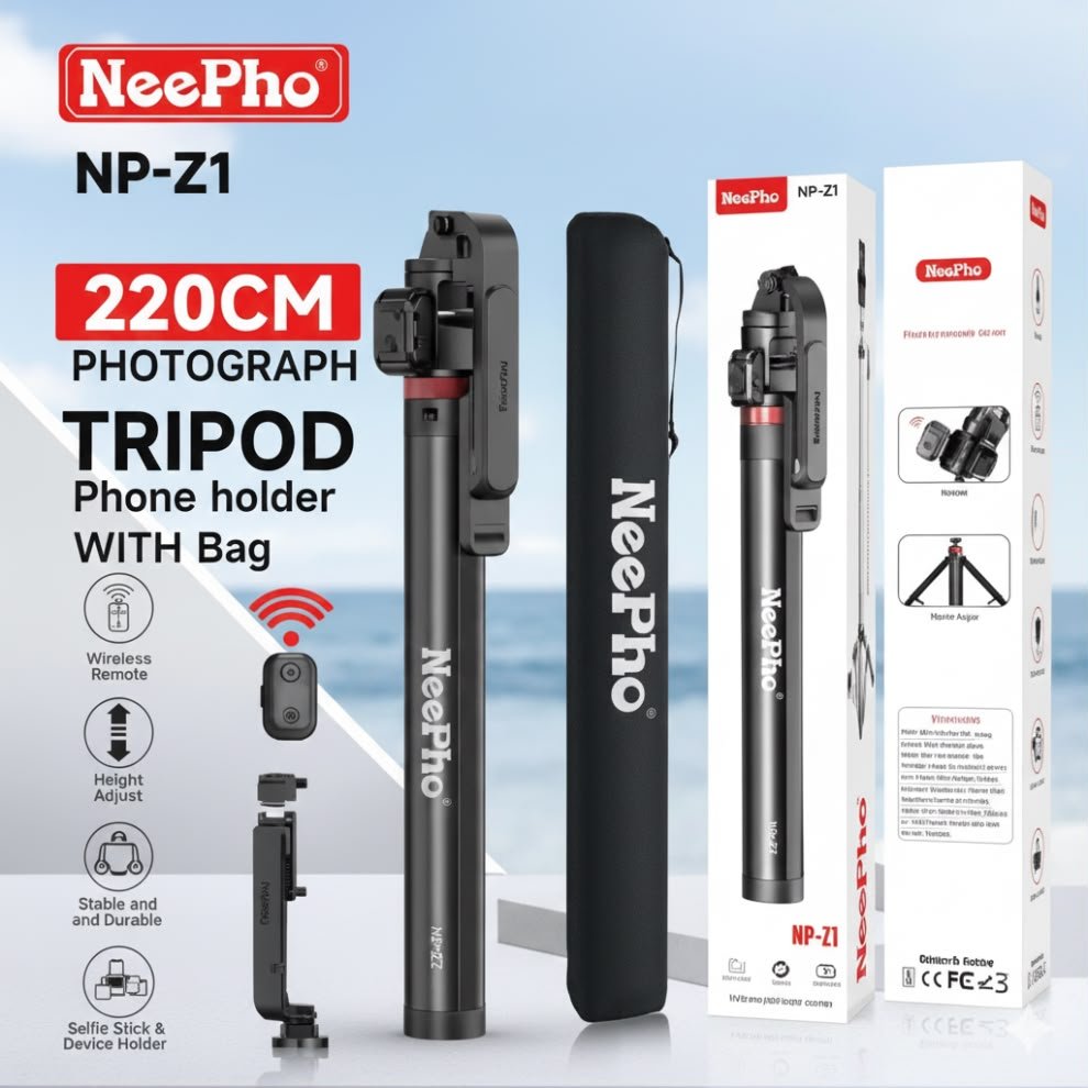 WhatsApp Image 2026-08-06 at 5.58.54 PM (1) Neepho NP-Z1 3-in-1 Tripod Selfie Stick with Bluetooth Remote - Image 1